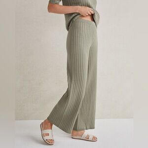 HAVEN WELL WITHIN NWT XXL Organic Cotton Wide Rib Pants in Vetiver • Light Olive